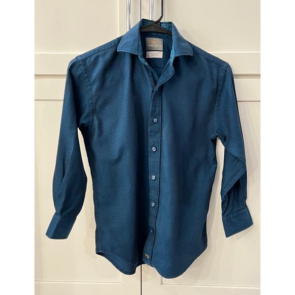 Thomas Dean Boys Shirt Sz S 8 Button Down Long Sleeve SET 2 Striped / Print TD - Picture 6 of 14